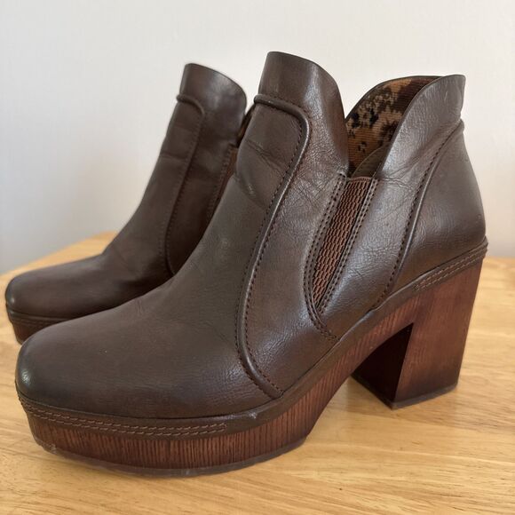 Kork-Ease Shoes - Korks Womens 9.5 Robin Y2K Clog Platform Chunky Wooden Look Heel Bootie Brown